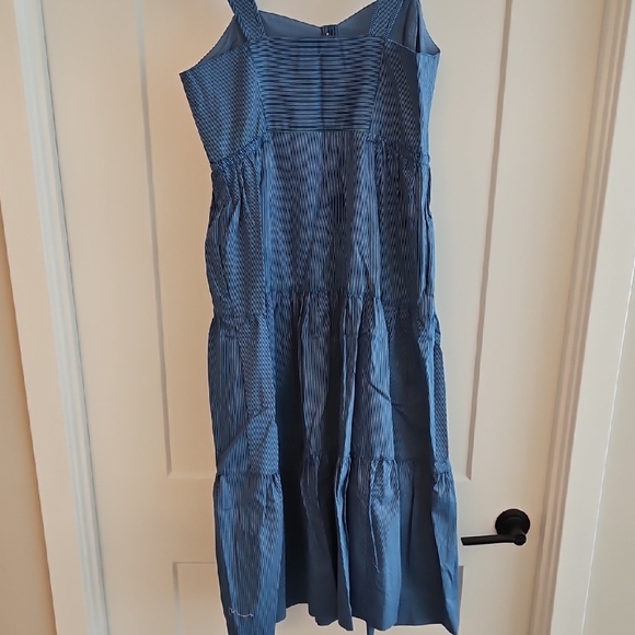Madewell Blue Striped Midi Dress with Buttons - Picture 4 of 4